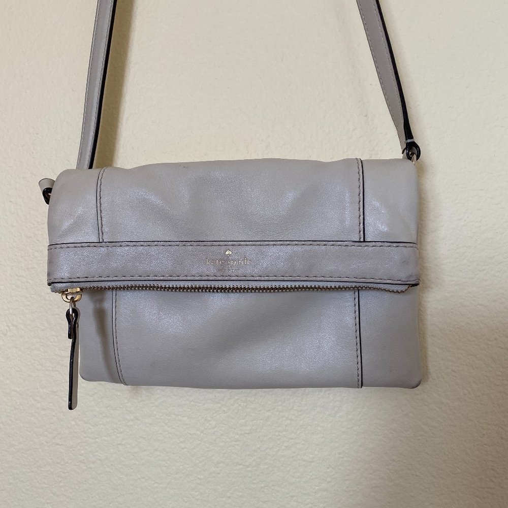 Kate Spade Cream Leather Crossbody Flap Purse